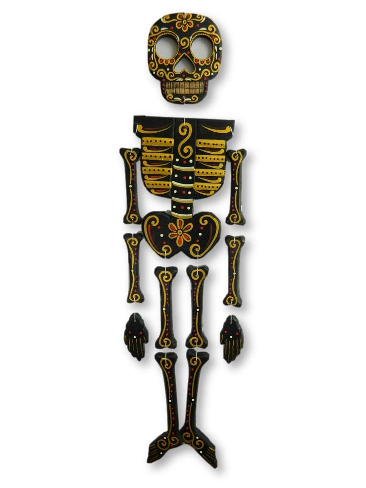 Thai Gifts Day Of The Dead, Sugar Skull Skeleton Wall Art - Black