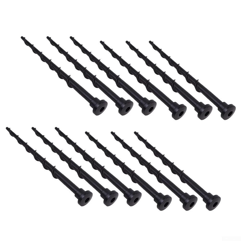 12 Pieces Ground Screws Compatible With Robotic Lawn Mower Charging Station And Garage 13.7 Cm Length Black Plastic Stakes For Stable Outdoor Installation Anti Slip(Black)