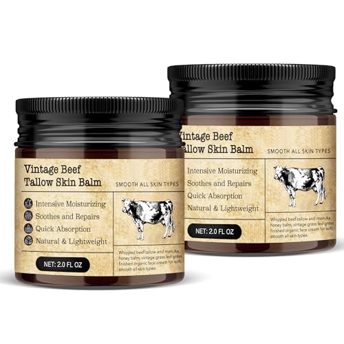 Image of Beef Tallow Honey Balm for Sensitive Skin: Grass-Fed Whipped Tallow Moisturizer with Manuka Honey, Olive Oil, Jojoba Oil & Vitamin E, Non-Greasy Face and Body Cream for Daily Moisture 2 Pack
