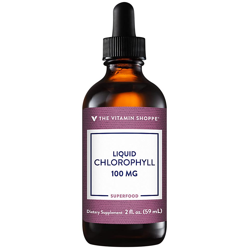 The Vitamin Shoppe Liquid Chlorophyll 100mg - Green Superfood That Supports The Immune System and Energy Production, Easy-to-Take Liquid (2 Fl Oz.)
