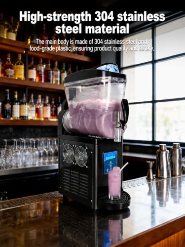 Image of Commercial Slushie Machine 4gal /15L Compact Frozen Drink Maker for Cafes, Small Businesses & Home Use, 450W, 60 Cups Stainless Steel