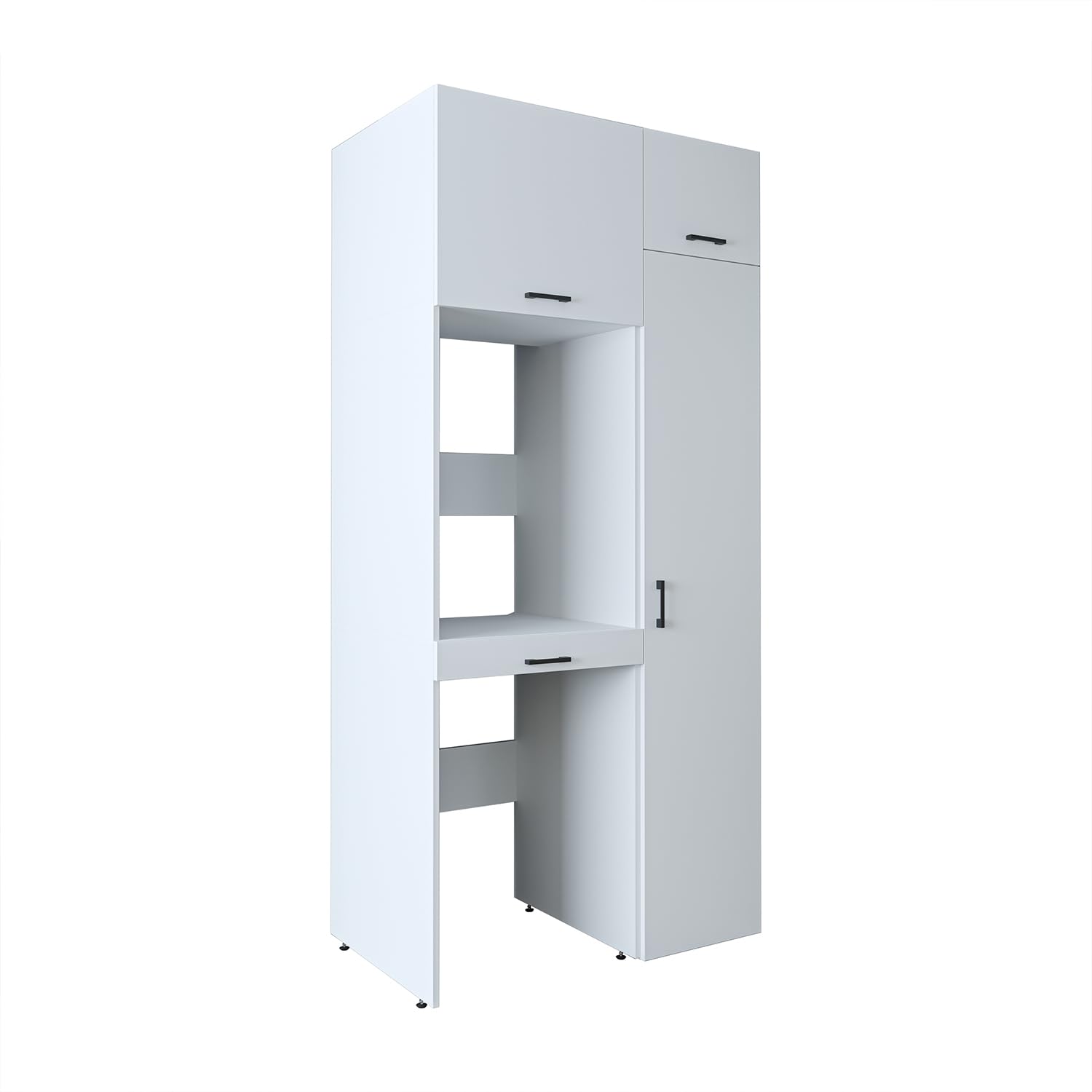 ROOMART Mobile per lavatrice, serie Duo-I, larghezza 112 cm, per asciugatrice e lavatrice, in 3 colori (bianco, V2 HBT: 240 x 112 x 67 cm, 1 ripiano)