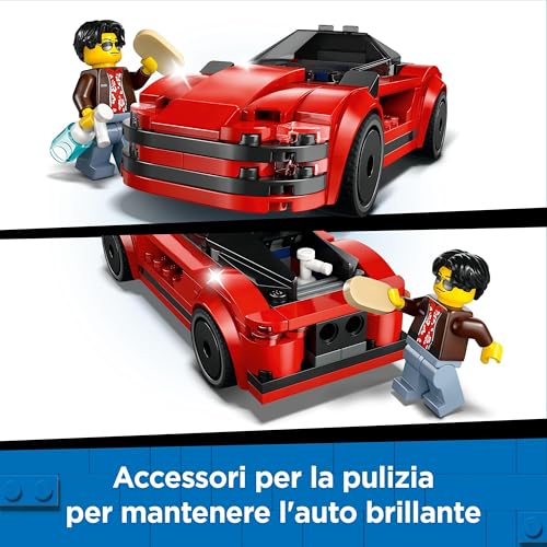 City Auto Sportiva Rossa - Macchina Giocattolo da Corsa, Giochi Educativi per Bambini e Bambine da 5 Anni in su - Idee Regalo per Compleanni e Feste - Include Minifigure e Accessori - 60448 - Lego - Immagine 3