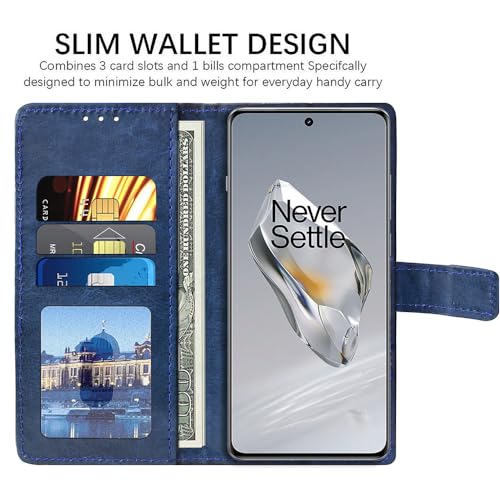 Image of Flip Cover Back Case for OnePlus 12R 5G | Premium Leather Finish | Inbuilt Pockets & Stand | Flip Cover Back Case for OnePlus 12R 5G (Blue)