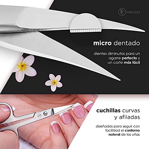 Tijeras profesionales para uñas FABCARE incluidos funda & ebook - Microdentado innovador - Tijeras para uñas extra… - Imagen 3