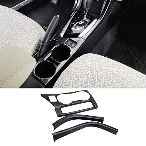 BOYOUS for Toyota Corolla 3PCS 2014 2015 2016 2017 2018 2019 ABS Center Console Gear Shift Panel Frame Cup Holder Cover Interior Decoration Trim Accessories, NOT FIT Corolla Hatchback (Carbon Fiber)