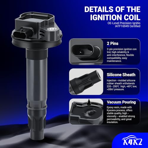 Image of UF823 Ignition Coil & SP411 Double Iridium Spark Plugs Replace# DG563 6509 | Fits for 2016 2017 2018 2019 Ford F-150 Explorer /Edge /Transit-150 /250 /350 /Flex /Taurus, Lincoln Continental /MKT /MKX 3.5L 3.7L