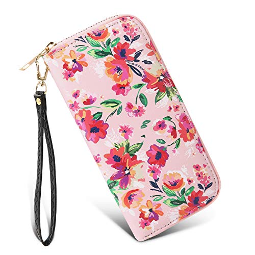 HDE Clutch Wallets for Women RFID Blocking Credit Card Holder Zipper Purse - Floral