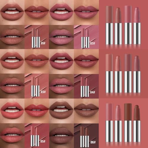 Image of Matte Lipstick Crayon Set,Waterproof Long Lasting Lip Liner Pencil, High Pigment Creamy Velvet Lipstick, Non-Drying Lip Color for Women 6pcs