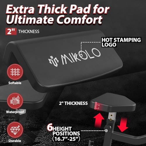 Image of Mikolo Preacher Curl Bench, Plate Loaded Bicep Curl Machine, Bicep Workout Equipment，2 in 1 Arm Training Machine for Home Gym