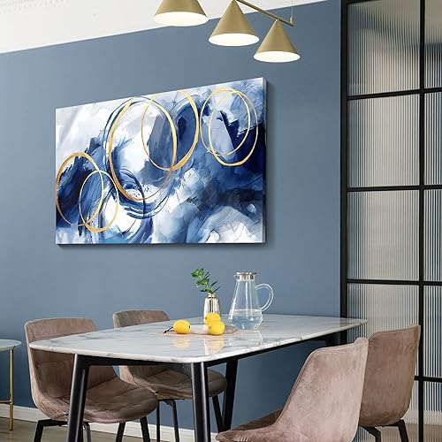 Toile murale abstraite bleue AJAZIKO oeuvre d'art moderne haut de gamme