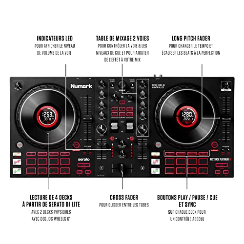 Numark Mixtrack Platinum FX, N-Wave 360, Laptop Stand Pro et HF125 - Contrôleur DJ 4 Decks, Platines DJ Tactiles, Enceintes, Casque DJ et Stand PC - Image 4