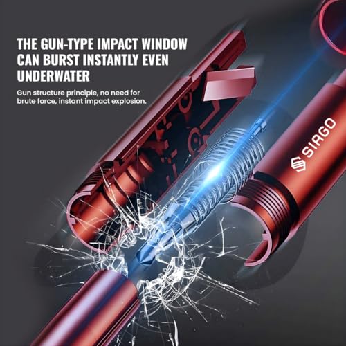 Image of SIAGO Car Safety Hammer - Emergency Escape Tool with Window Glass Breaker & Seat Belt Cutter | Vehicle Safety Hammer for Car, Bus & Truck | Automotive Emergency Tool SIA478
