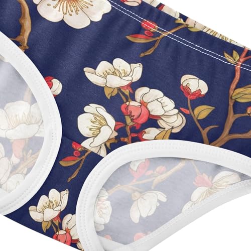 Bright Toddler Underwear Custom 2t Cotton Little Girl Panties Cherry Blossom Flowers Dark Kids Undies Briefs4