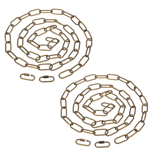 Image of PATIKIL 6ft Lighting Hanging Chain, 2pcs Metal Looping Chain with Quick Link Screw Lock Connectors for Plant Pot Chandelier Pendant Light Fixture, Gold Bronze