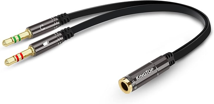 KINGTOP Headphone Splitter, 3.5mm Headset Splitter, Headphone Mic Splitter Cable for Headset to Older Laptops/PCs