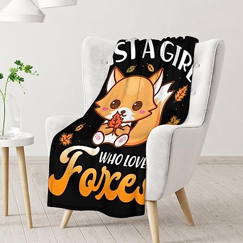 Mercuryelf Fox Throw Blanket - Soft, Fuzzy & Warm - 30x40 Inches Small Blankets for Lap, Crib - Black Cute Throws Gift for Fox Lovers