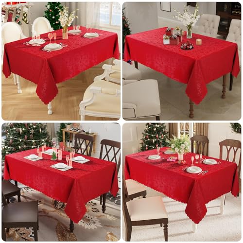 Image of Smiry Square Table Cloth, Waterproof Heavy Duty Vinyl Tablecloths, Wipeable Washable Table Cover for Kitchen and Dining Room (Red, 54 inch X 54 inch)