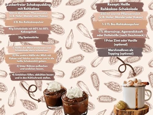 DATTELMANN® - Bio Rohkakao Pulver 500g - Ungesüßt & Naturbelassen - Premium Roh Kakaobohnen