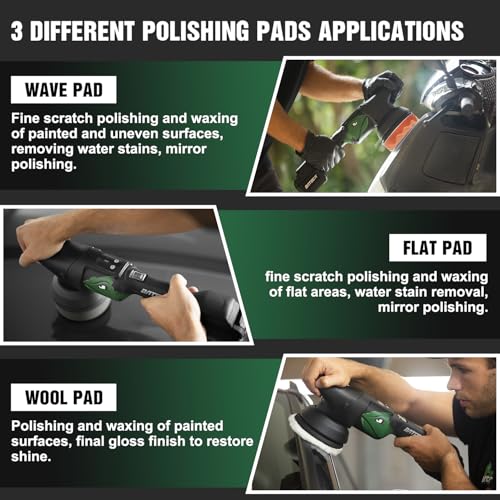 BATOCA 21V Cordless Polisher for Cars - 2.0Ah Lithium Battery Powered Car Buffer Kit, 4500RPM orbital with pads & Buffing Pads Cleaning Brush - Professional Auto Detailing Tool (Upgraded from S2) by BATOCA - Image 5