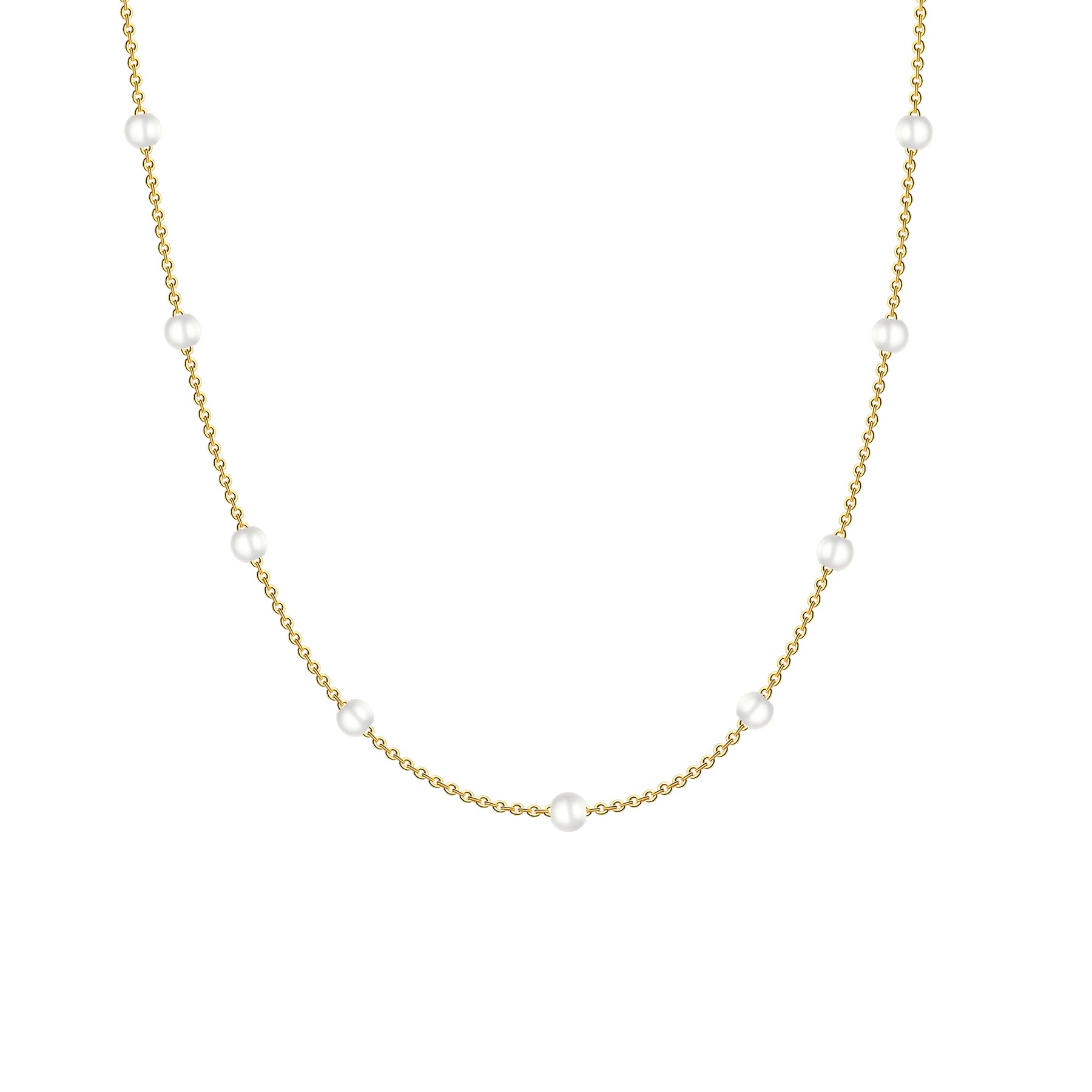 Nawflue Pearl Necklaces for Women, 18K Gold Plated Dainty Cross Necklace Gold Flower Pearls Beaded Choker Necklace, Trendy Stainless Steel Bridesmaid