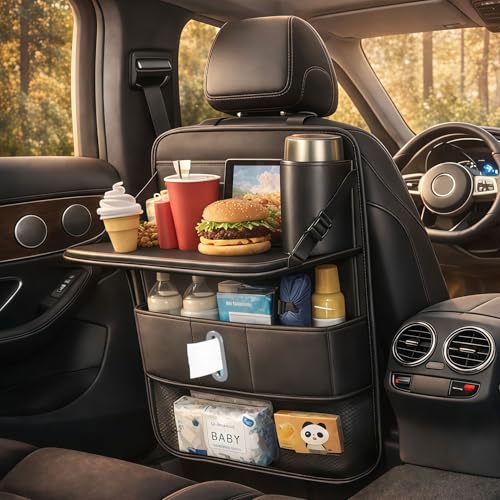 1-Pack-Backseat-Car-Organizer-Large-Capacity-with-Adjustable-Foldable-Table-Tray-Waterproof-PU-Leather-Back-Seat-Storage-with-Touch-Screen-Tablet-Holder-Car-Travel-Essentials-Obsidian-Black 1 Pack Backseat Car Organizer, Large Capacity with Adjustable Foldable Table Tray, Waterproof PU Leather Back Seat Storage with Touch Screen Tablet Holder, Car Travel Essentials, Obsidian Black - Image 1
