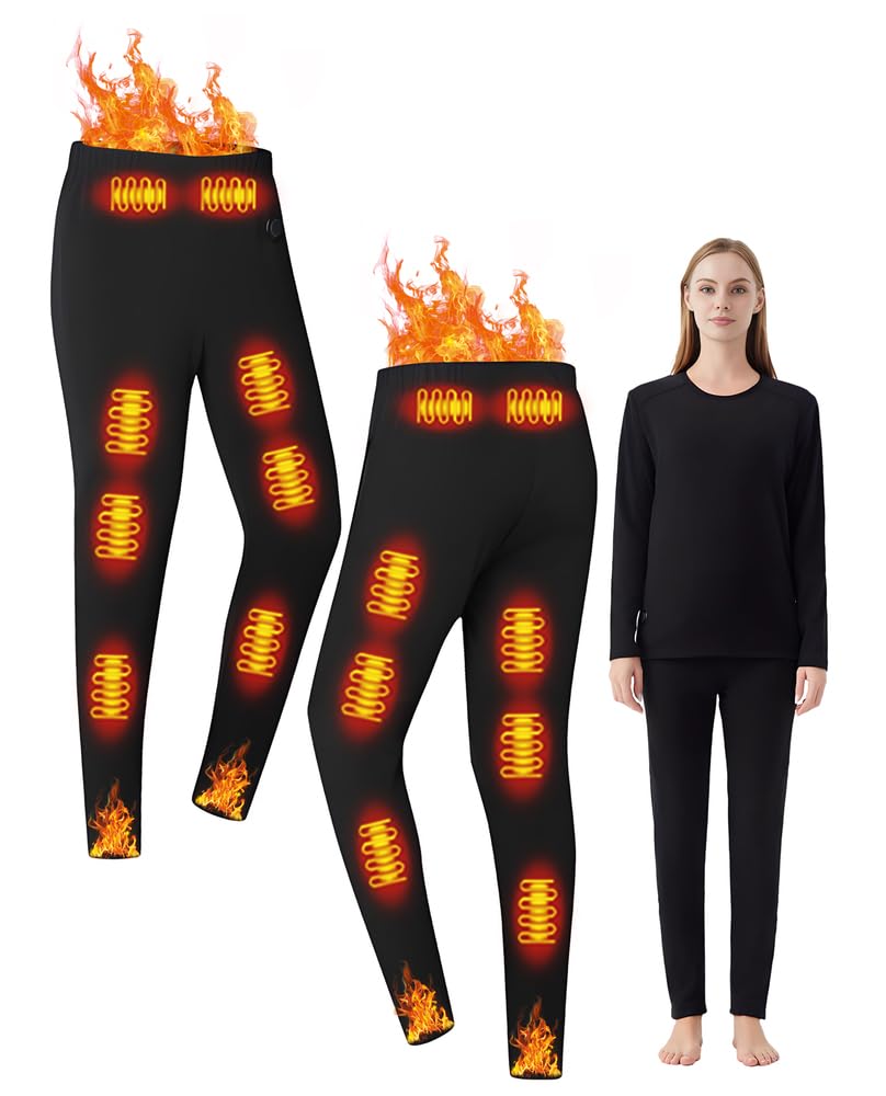Biancheria intima unisex riscaldata,Zona 26 Top termico riscaldato, pantaloni con 16 zone,Interfaccia di alimentazione USB/DC,3 impostazioni di temperatura, adatta per campeggio ed escursionismo