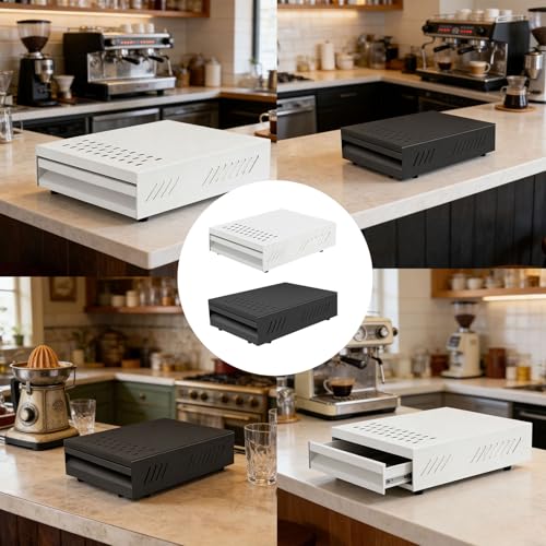 Contenedor rectangular de acero inoxidable para residuos de cafe en cocinas pequeñas 3
