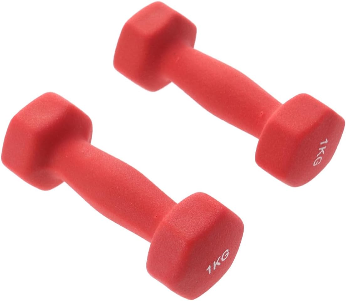 Red Exercise Dumbbells for Women Ergonomic Hexagonal Yoga Hand Weights with Non-slip Neoprene Coating Comfortable Grip for Home Fitness and Strength Training
