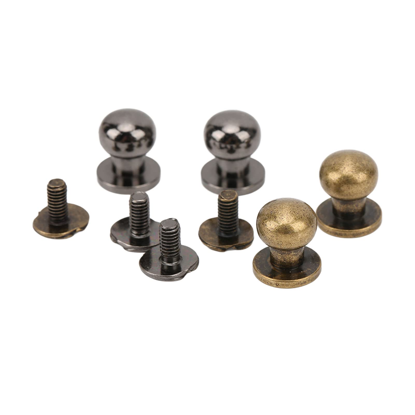 200 juegos de remaches monje de 9 x 8 mm, ligeros, de cobre puro, con cabeza redonda, para manualidades en cuero, ropa, calzado y bolsos; remaches metálicos decorativos con acabado (Plata Negro