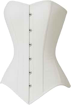 White Overbust Corset for Women – Double Steel Boned, Satin Bridal