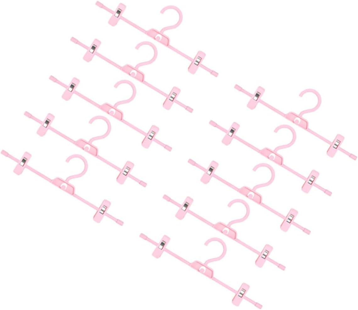 Plastic Adjustable Pants Clip Hangers for Clothes Drying Rack, 10pcs Set, Pink Plastic Storage Clips for Pants and Skirts, Space-Saving Laundry Organizer for Home Use