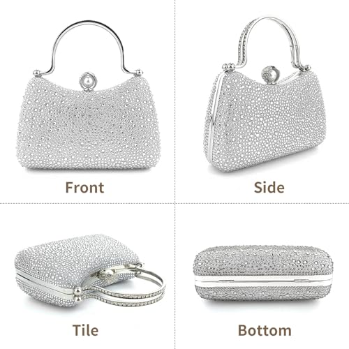 Image of Comeon Clutch Purses for Women Pleated Bling Sequin Evening Bag with Handle | Sparkle Evening Handbags with Removable Chain, Bridal Wedding Crossbody Bag, Elegant Party Prom Formal Purse for Cocktail