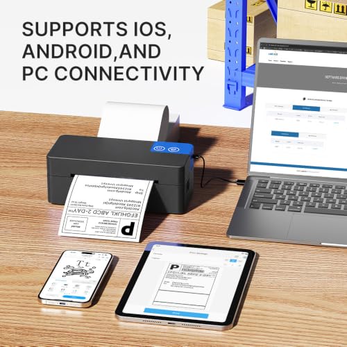 Image of Bluetooth Thermal Shipping Label Printer, 4x6 Portable Thermal Label Printer for Small Bussiness, Compatible with iPhone, Android, Windows & Mac, Widely Used for USPS UPS Amazon Shopify Etsy