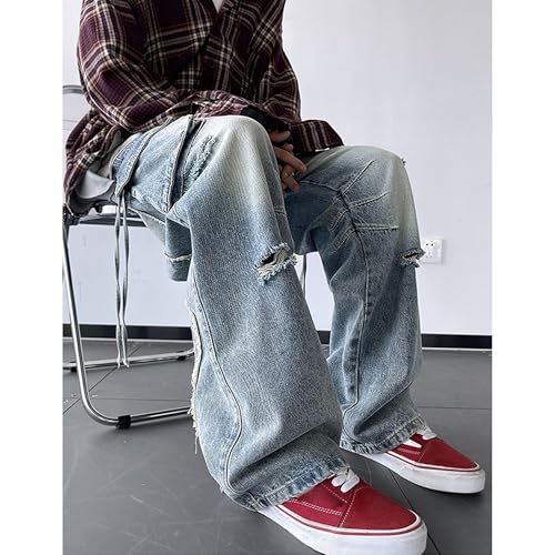 Cargo Jeans for Men Ripped Baggy Jeans for Men Hip Hop Grunge Fashion Denim Pants Y2k Distressed Long Trousers3