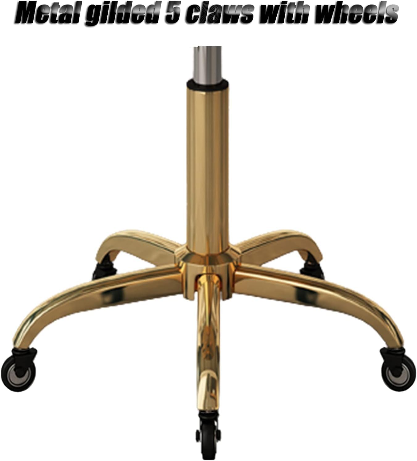 Sgabello da Salone Rotondo rotolante Sgabello da Bar Girevole Piccolo bancone Sedia per Trucco Bellezza Regolazione Altezza 45-56 cm e Metallo Titanio Oro 5 Artigli con Ruote