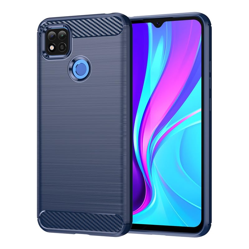 Image of Hybrid Carbon Fiber Back Case for Redmi 9C / Redmi 10A / Poco C31 (Blue)
