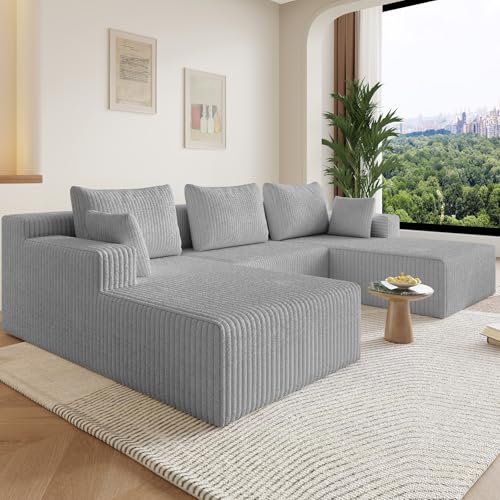 Image of 107 inch W Boneless Cloud Sectional Couch Modular Sofa with Ottoman