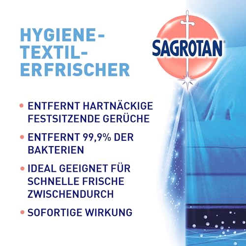 Sagrotan Hygiene-Textilerfrischer Frische Wäsche – Entfernt festsitzende Gerüche & geruchsbildende Bakterien – Für Kleidung & Wohntextilien – 3 x 500 ml