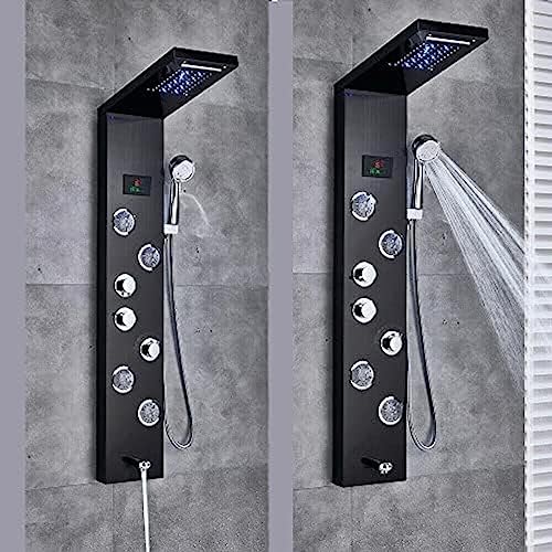 Colonne de douche en acier inoxydable avec cascade LED et hydrojets - 4