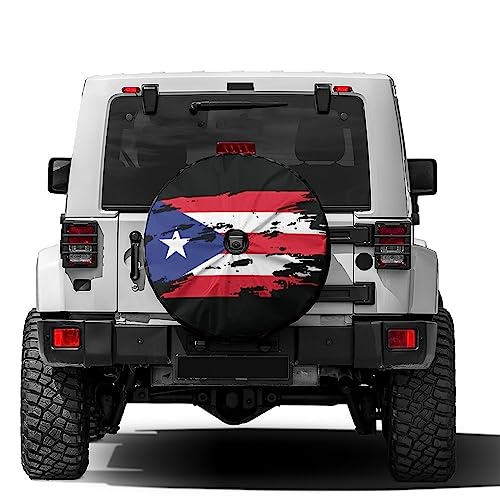 Image of Delerain Spare Tire Cover with Backup Camera Hole Puerto Rico Flag Wheel Covers Waterproof Dust-Proof UV Sun Universal Fit for Jeep Trailer RV SUV Truck (17 Inch for Diameter 31 inch-33 inch)