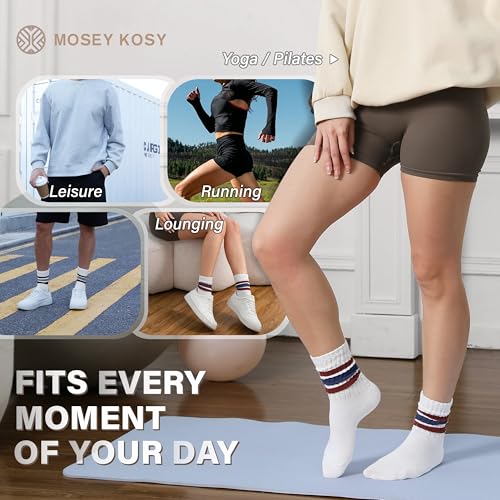 Image of Slouch Cotton Socks, Scrunch Thin Fashion Colorful Soft Breathable Crew Calf for Women and Men, 4 Pairs