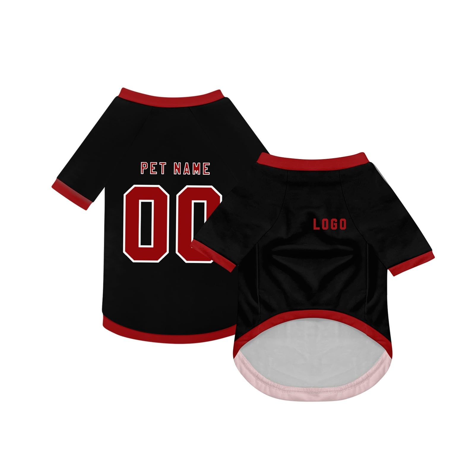Dog Custom Football T-Shirt with Name Number or Logo ，Breathable Lightweight Polyester Doggy Tee,Sporty Pet Jersey Vest For Small, Medium & Large Dogs Clothes，Personalised Football Jersey Pet Shirt
