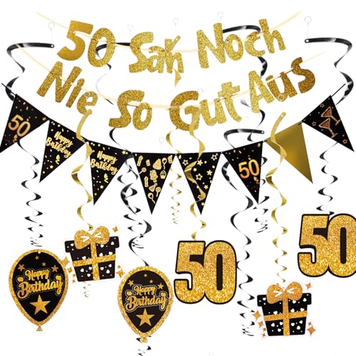 OuMaiFeng Spirales décoratives pour 50 ans, décoration de fête d'anniversaire 50, RIP 20s, serpentins, tourbillons suspendus, décoration d'anniversaire 50 ans, pour homme et femme