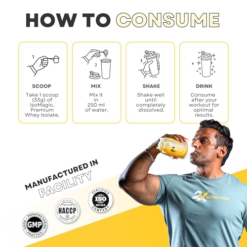 Image of 2X Nutrition Premium Whey Isolate Blend Protein Powder ISOMAGIC with Ashwagandha, 27g Protein, Low Fat & Carbs, for Faster Muscle Growth, Added Free-Form BCAA & L-Glutamine, Belgian Chocolate, 2Kg