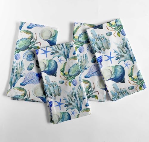Vargottam Servilletas de Lona de algodón de Lujo - Juego de 12, 50 cm, Elegante Estampado Marino en Tonos Azules Marinos, servilletas de Tela Gruesas Premium para cenas y Ocasiones Especiales