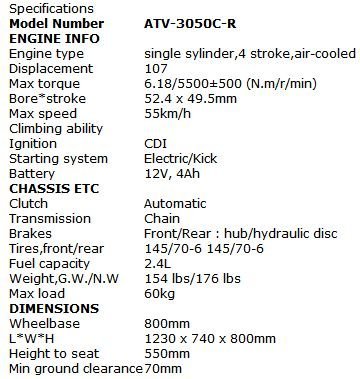 Pcc Motor 110Cc Kid Atv Quad 6" Wheel Coolster-3050C (Army Pink) #TOP1