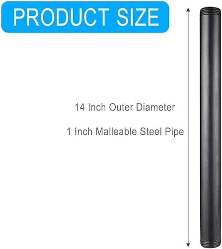 Vista 27 de Accesorios de pezones de acero maleable negro de 1 x 18 pulgadas, pezones de tubo roscados de 1 pulgada, estilo vintage industrial Steampunk DIY