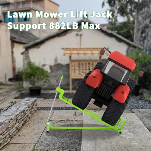 Lawn Mower Lift Jack - 800 Lbs Capacity Lawn Tractor Lifter with Manual Handle & Power Tool Extension Handle | Adjustable Telescopic Maintenance Jack for Garden Tractors & Riding Lawn Mower Green - Thumbnail 5