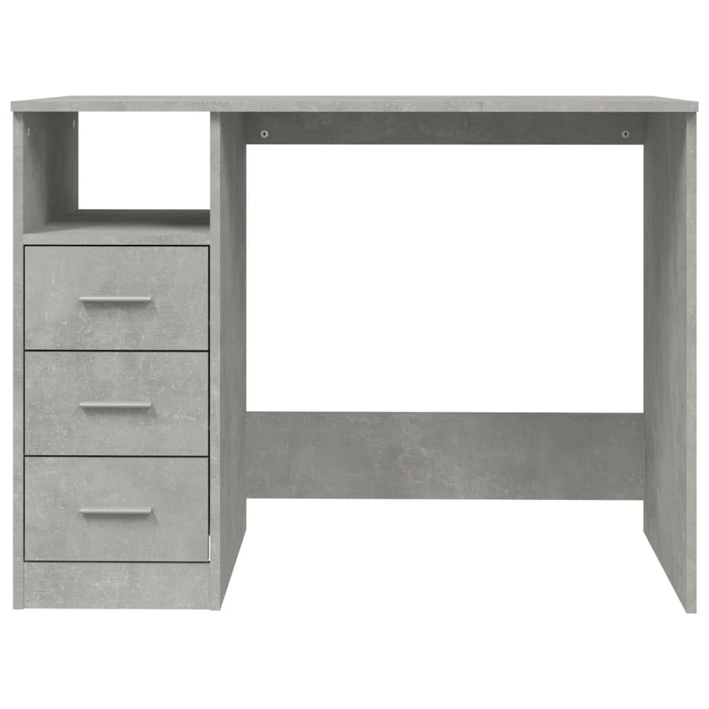 vidaXL Scrivania Cassetti Grigio Cemento 102x50x76cm Legno Multistrato, scrivania da Ufficio, scrivania da Studio, scrivania portaoggetti
